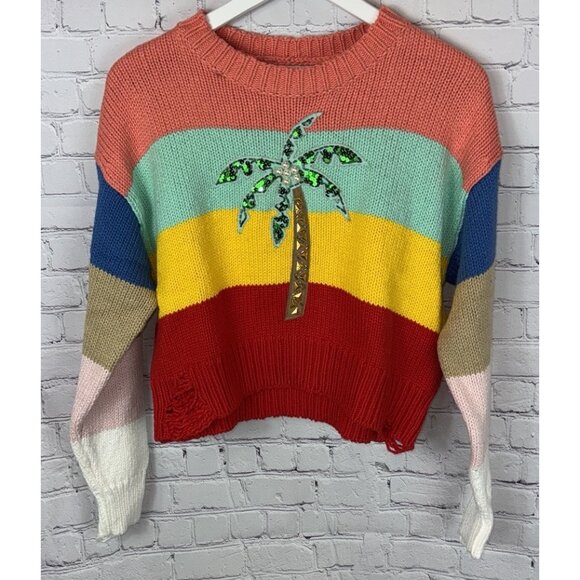 NWT WILDFOX Women’s Cayman Palm Beachy Striped Sweater Multicolor Size XS $218. - Picture 3 of 9